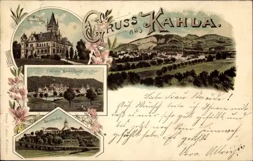 Litho Kahla in Thüringen, Panorama, Fröhliche Wiederkunft, Leuchtenburg Seitenroda, Hummelshain