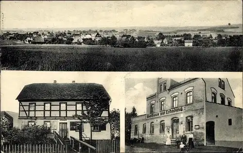 Ak Reichenbach Callenberg in Sachsen, Panorama, Gasthaus zur Erholung, Geschäftshaus Ernst Schramm