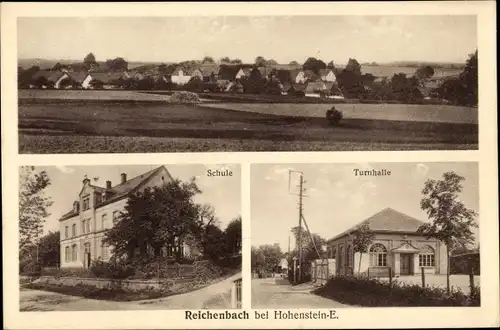 Ak Reichenbach Callenberg in Sachsen, Panorama, Schule, Turnhalle
