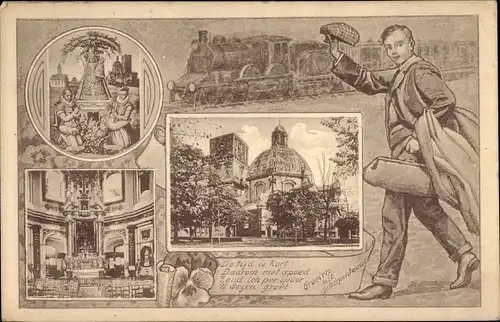 Ak Scherpenheuvel Flämisch Brabant, Eisenbahn, Basilika