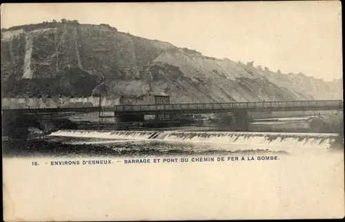 Ak Esneux Wallonien Lüttich, Barrage et Pont du Chemin de Fer a la Gombe