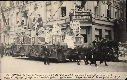 Ak Borgerhout Flandern Antwerpen, Historische Stoet 1905, Al de machten komen uit de natie voort