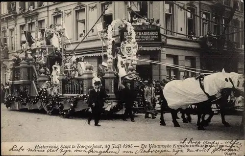 Ak Borgerhout Flandern Antwerpen, Historische Stoet 1905, De Vlaamsche Kunstminnaars