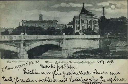 Mondschein Ak Wien 1 Innere Stadt, Wiener freiwillige Rettungsgesellschaft