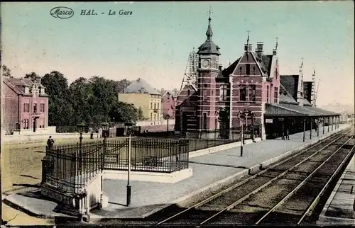 Ak Hal Flämisch Brabant Flandern, La Gare, Gleisansicht