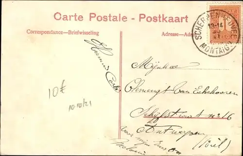 Ak Scherpenheuvel Flämisch Brabant, Windmühle, Kirche, Straßenpartie