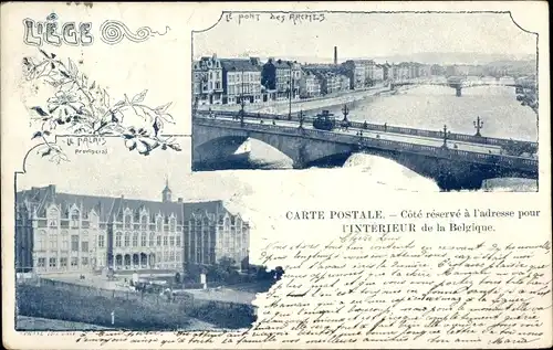 Ak Liège Lüttich Wallonien, Le Pont des Arches, le Palais Provincial