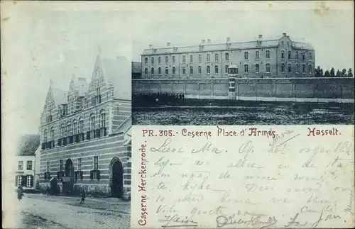 Ak Hasselt Flandern Limburg, Caserne Place d'Armes, Caserne Herckenrode