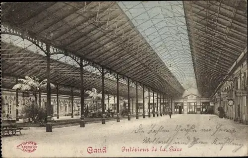 Ak Gand Gent Ostflandern, Interieur de la Gare, Bahnhof, Innenansicht