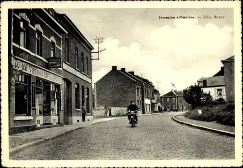 Ak Jemeppe sur Sambre Wallonien Namur, Ville Basse, Motorrad, Wiel's Cafe des Sports