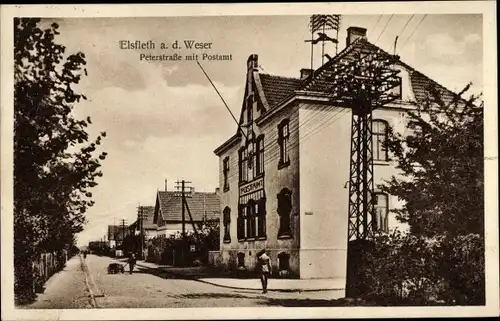 Ak Elsfleth an der Unterweser, Die Peterstraße mit Postamt