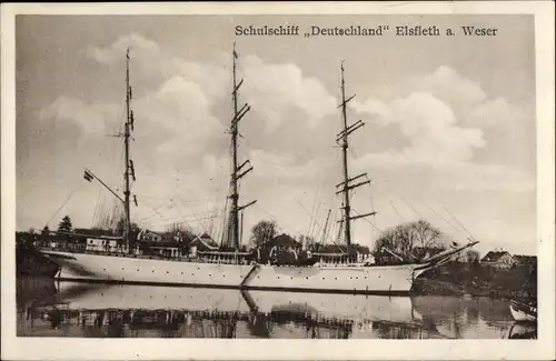 Ak Elsfleth an der Unterweser, Deutsches Kriegsschiff, Schulschiff Deutschland, Segelschiff