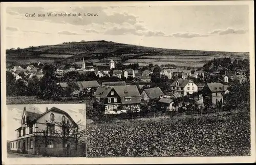 Ak Waldmichelbach Wald Michelbach im Odenwald Hessen, Hotel Kaiserhof, Blick auf den Ort