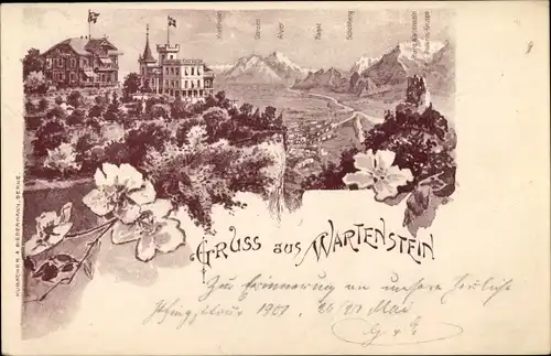 Ak Pfäfers Kanton Sankt Gallen, Gruß aus Wartenstein, Hotels