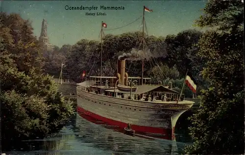 Ak Hamburg, 16. Deutsches Bundesschießen 1909, Ozeandampfer Hammonia, HAPAG
