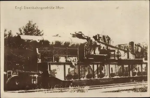 Foto Ak Englisches Eisenbahngeschütz 38 cm