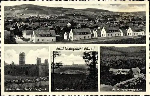 Ak Bad Salzgitter in Niedersachsen, Segelfliegerschule, Sieben Raben Schloss, Bismarckturm