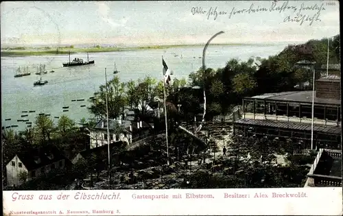 Ak Hamburg Altona, Etablissement Elbschlucht, Gartenpartie