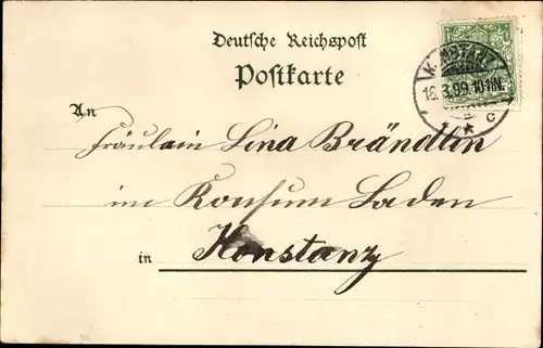 Litho Konstanz am Bodensee, Stadtansicht, Fischer