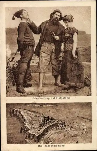 Ak Nordseeinsel Helgoland, Heiratsantrag, Gesamtansicht der Insel