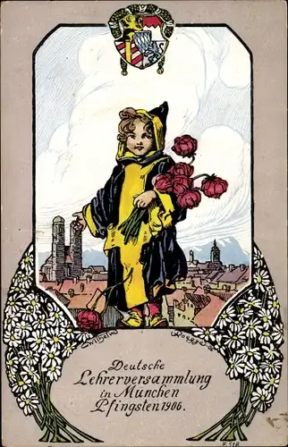 Künstler Wappen Ak Wilhelm, C., München Bayern, Deutsche Lehrerversammlung 1906