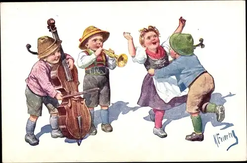 Künstler Ak Feiertag, Karl, Alleweil lustig, Tänzer, Musiker