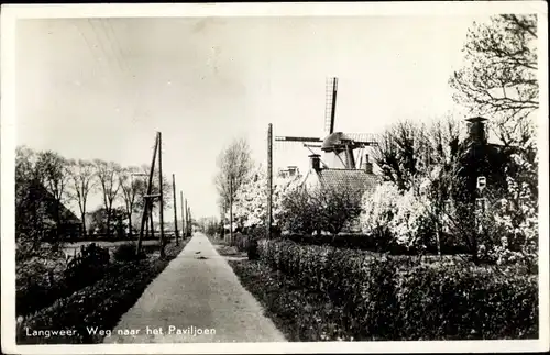 Ak Langweer Friesland Niederlande, Weg naar het Paviljoen