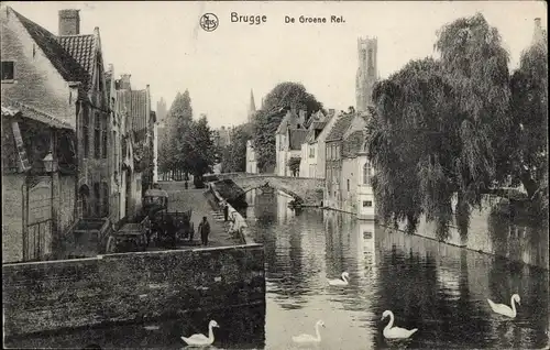 Ak Bruges Brügge Flandern Westflandern, De Groene Rei