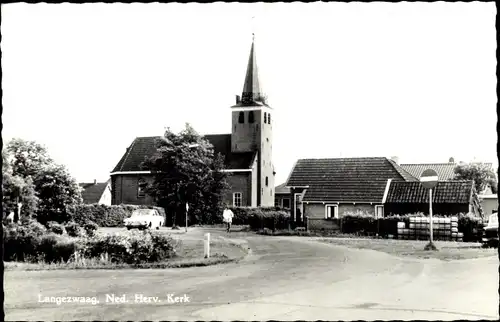 Ak Langezwaag Friesland, Ned. Herv. Kerk