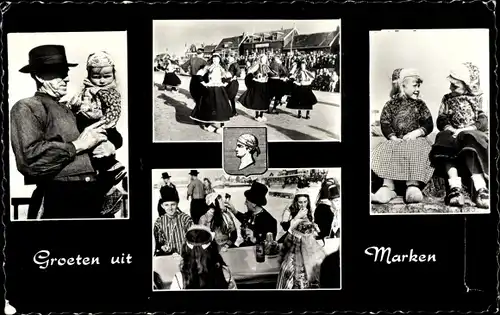 Ak Marken Nordholland Niederlande, Niederländische Trachten, Wappen