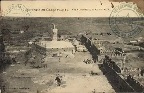 Ak Casbah Tadla Marokko, Zitadelle, Innenhof, Festungsmauer