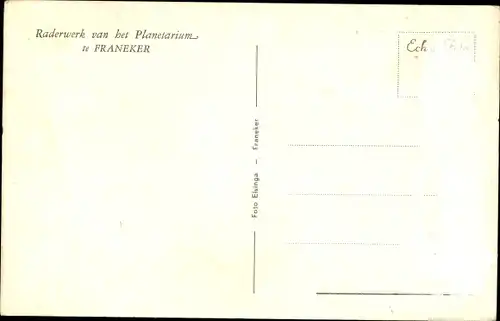 Ak Franeker Friesland Niederlande, Raderwerk van het Planetarium