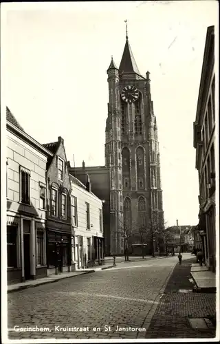 Ak Gorinchem Südholland Niederlande, Kruisstraat en St Janstoren
