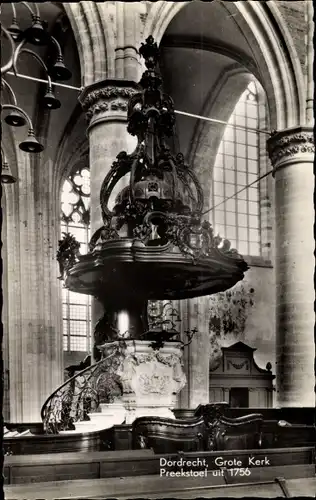 Ak Dordrecht Südholland Niederlande, Grote Kerk, Preekstoel uit 1756