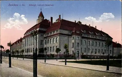 Ak Zwickau in Sachsen, Königliches Lehrer Seminar, Außenansicht