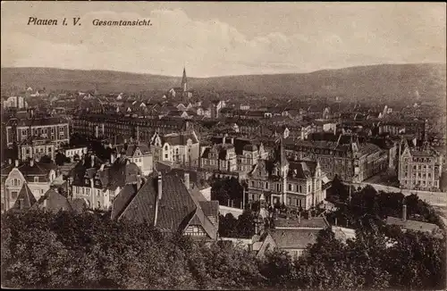 Ak Plauen im Vogtland, Totalansicht, Kirche