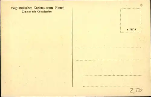 Ak Plauen im Vogtland, Vogtländisches Kreismuseum Plauen, Zimmer mit Chinoiserien