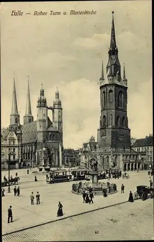 Ak Halle an der Saale, Roter Turm und Marienkirche