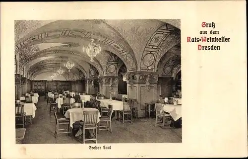 Ak Dresden, Ratsweinkeller, Großer Saal, Gewölbe