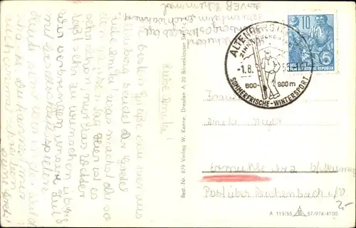 Ak Altenberg im Erzgebirge, Waldschänke Altes Raupennest, Nadelwald