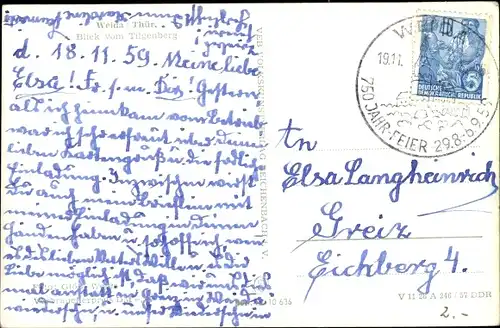 Ak Weida Thüringen, Blick vom Tilgenberg