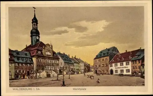 Ak Waldenburg in Sachsen, Marktplatz, Rathaus