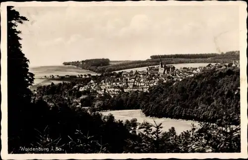 Ak Waldenburg in Sachsen, Panorama, Gasthaus Grünfeld