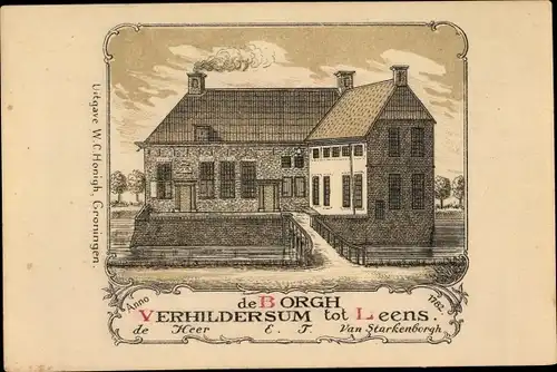 Passepartout Ak Leens Groningen, De Borgh, Verhildersum