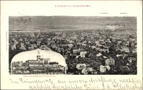 Ak Lössnitz Lößnitz Radebeul Sachsen, Panorama, Hotel Friedensburg