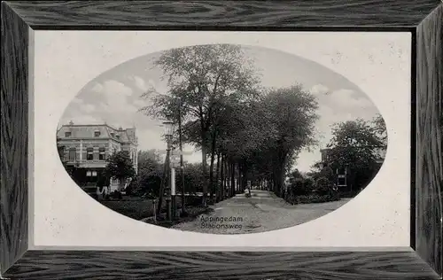 Passepartout Ak Appingedam Groningen Niederlande, Stationsweg