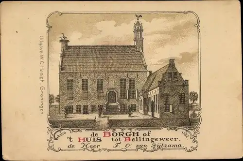 Litho Bellingeweer Winsum Groningen Niederlande, De Borgh of 't Huis, Heer F. O. van Sijtzama