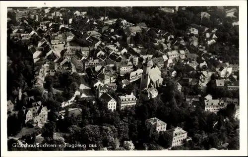 Ak Glauchau in Sachsen, Ortsansicht vom Flugzeug aus