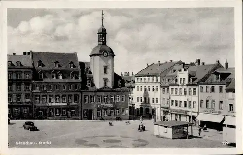 Ak Glauchau in Sachsen, Marktplatz, Rathaus, Geschäft Max Röhner