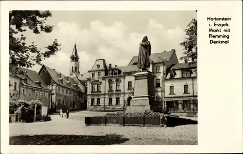 Ak Hartenstein im Erzgebirge, Makt mit Flemming Denkmal